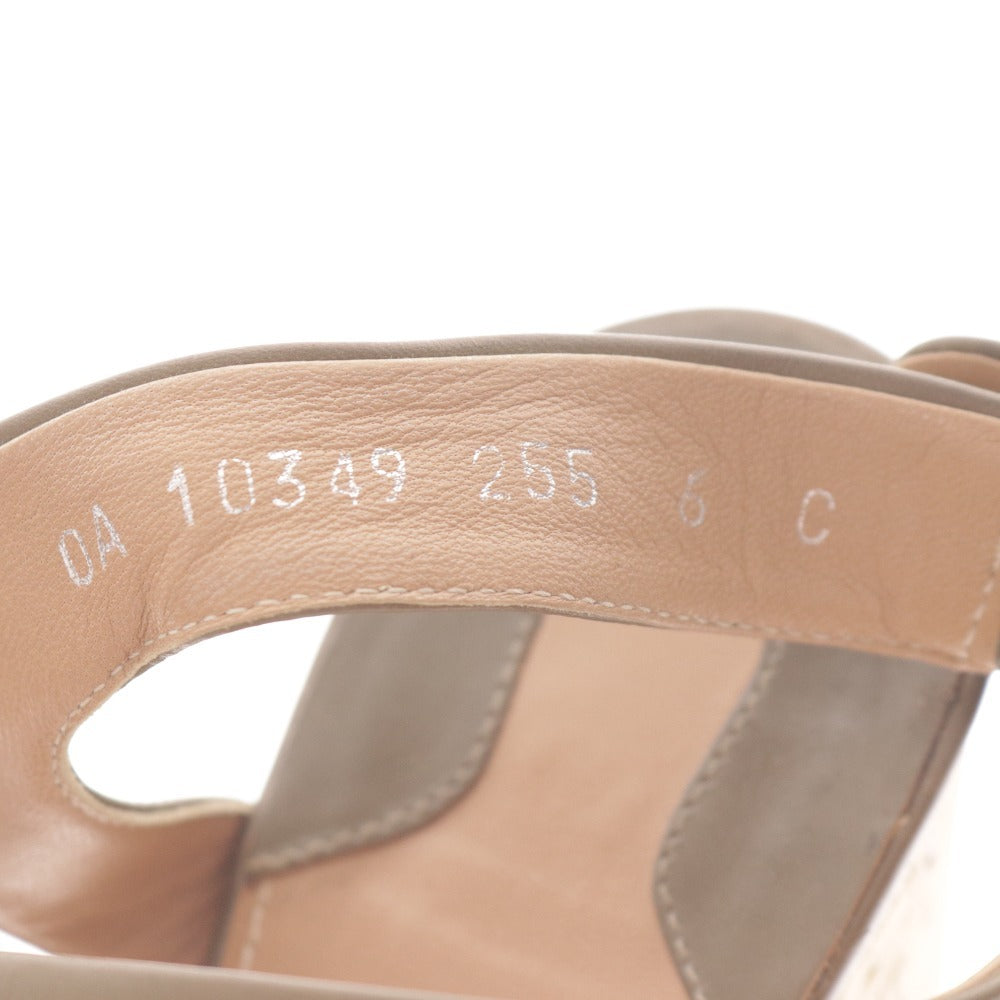 ■ フェラガモ サンダル シューズ 靴 ウェッジソール ストラップ ベルト レディース 6 カーキグレー グリーン 箱付き