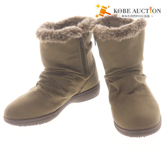 ■ MOONSTAR EVE ムーンスター ウインターブーツ 靴 シューズ ミドル ジッパー ラウンド レディース 24 カーキグレー
