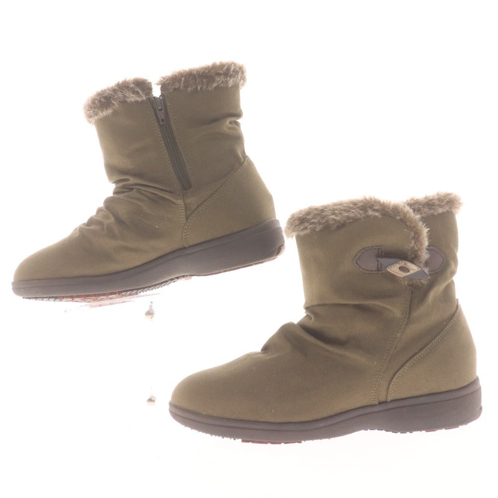 ■ MOONSTAR EVE ムーンスター ウインターブーツ 靴 シューズ ミドル ジッパー ラウンド レディース 24 カーキグレー