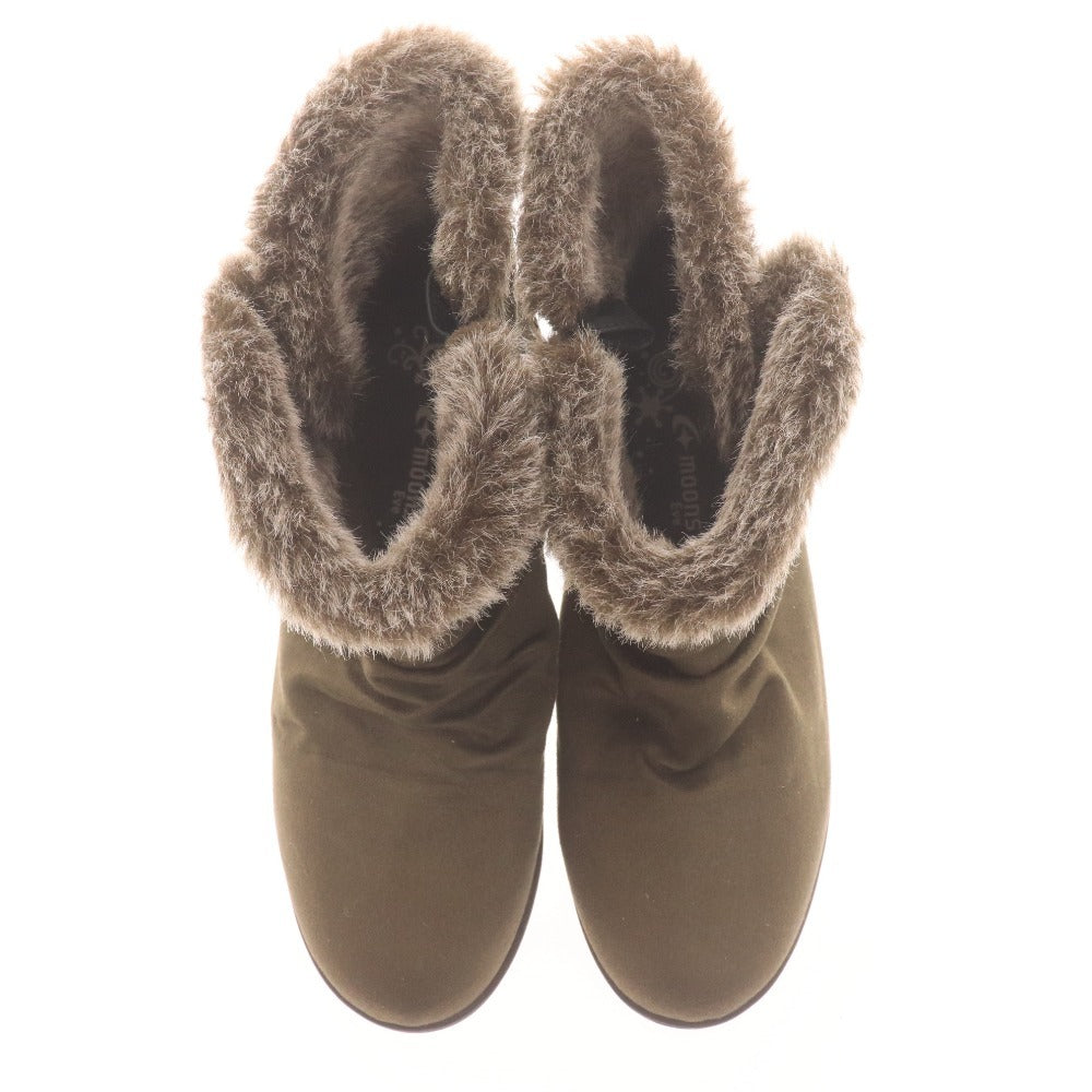 ■ MOONSTAR EVE ムーンスター ウインターブーツ 靴 シューズ ミドル ジッパー ラウンド レディース 24 カーキグレー