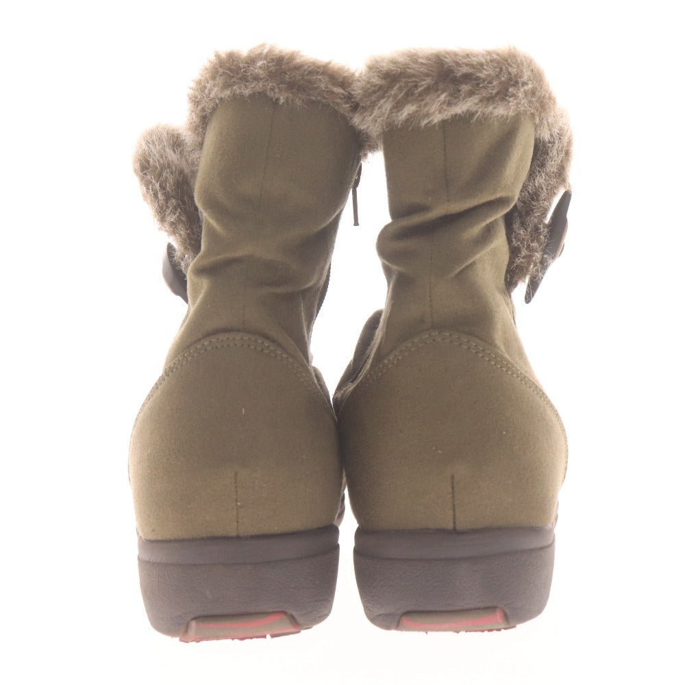 ■ MOONSTAR EVE ムーンスター ウインターブーツ 靴 シューズ ミドル ジッパー ラウンド レディース 24 カーキグレー
