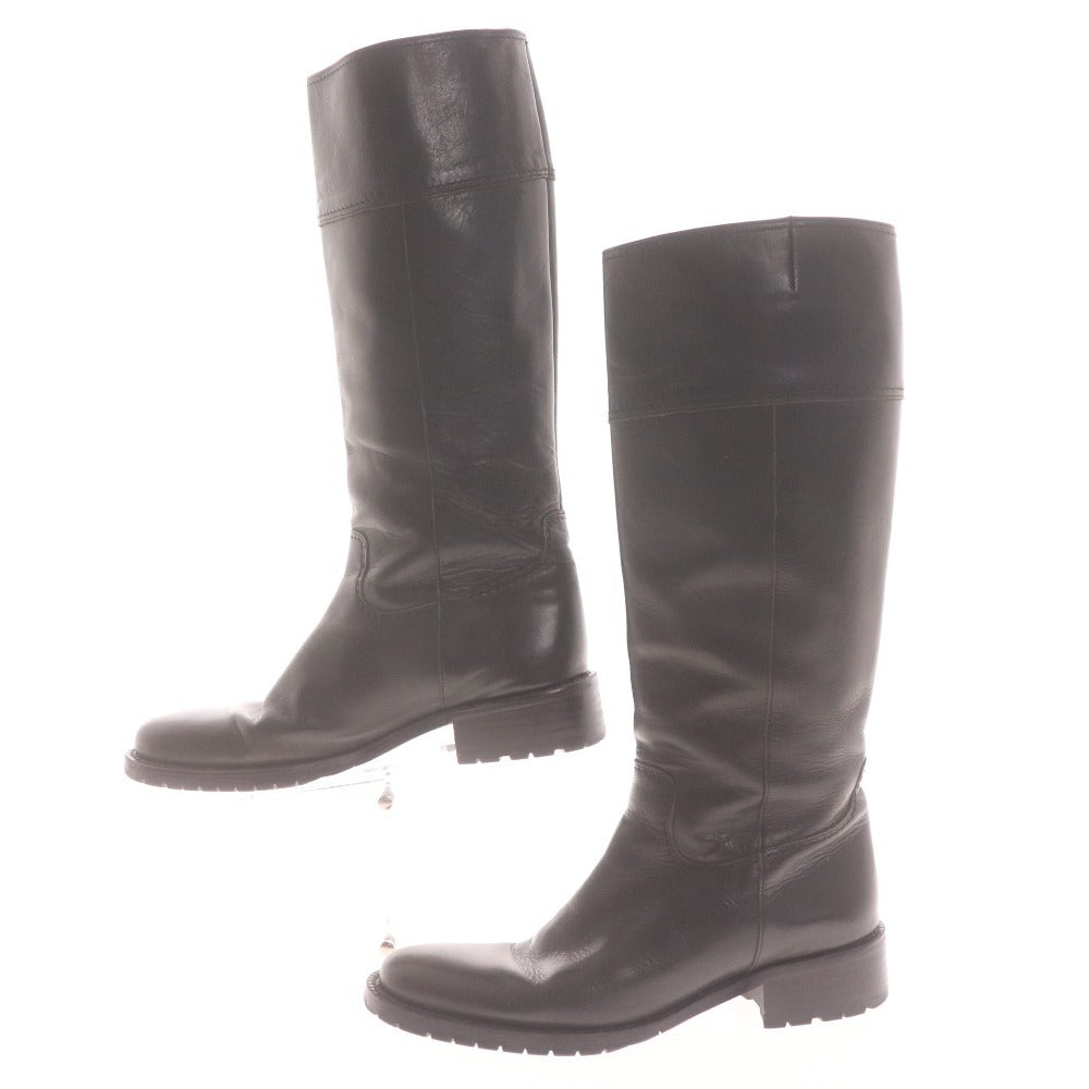 ■ country view カントリービュー ロングブーツ 革靴 レザー プルオン レディース 23.5 ブラック