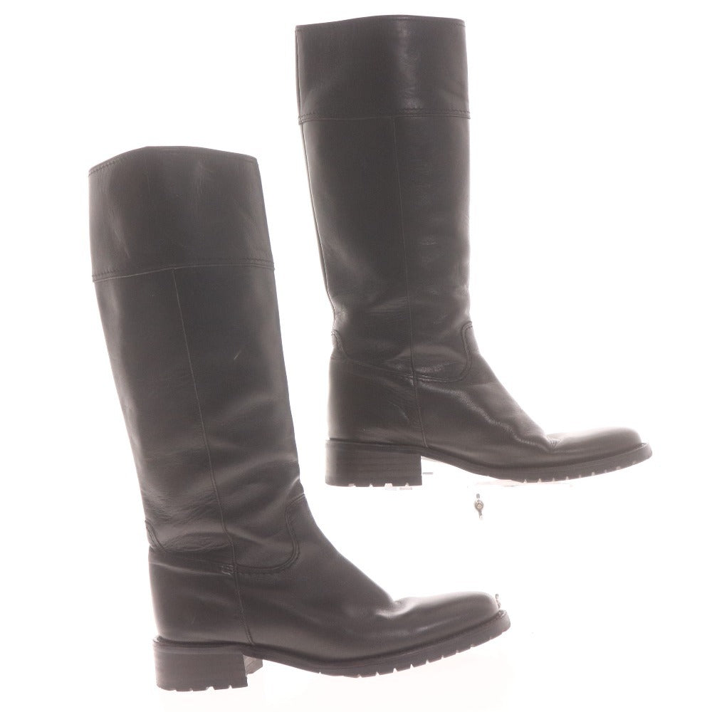 ■ country view カントリービュー ロングブーツ 革靴 レザー プルオン レディース 23.5 ブラック