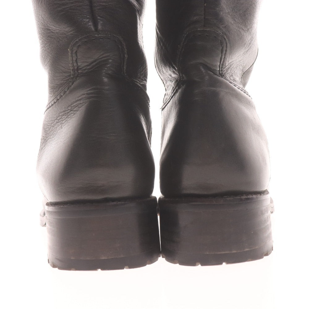 ■ country view カントリービュー ロングブーツ 革靴 レザー プルオン レディース 23.5 ブラック