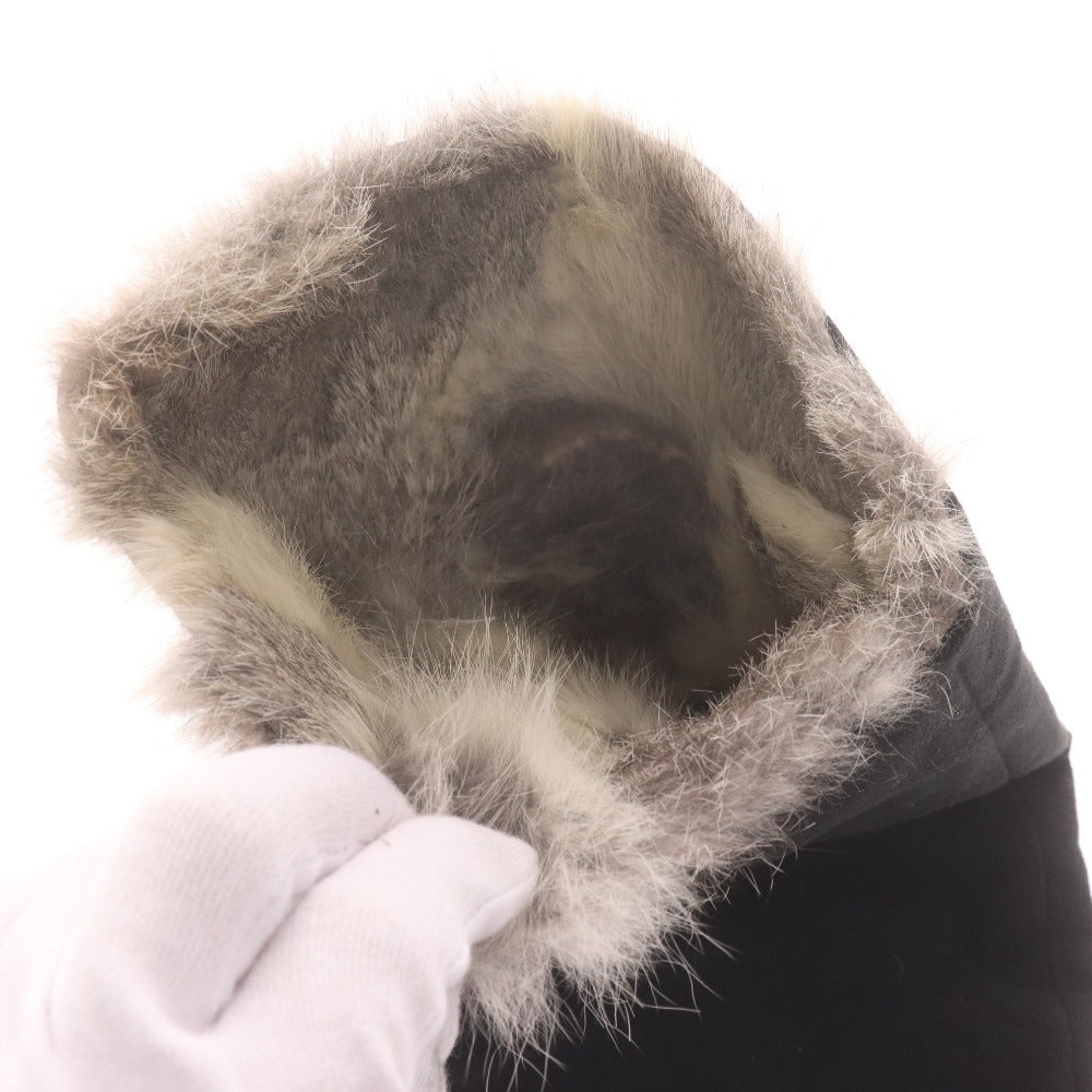 ■ POOL SIDE プールサイド ロングブーツ 革靴 スエード 中ボア ハイヒール ジップアップ レディース 22.5 ブラック