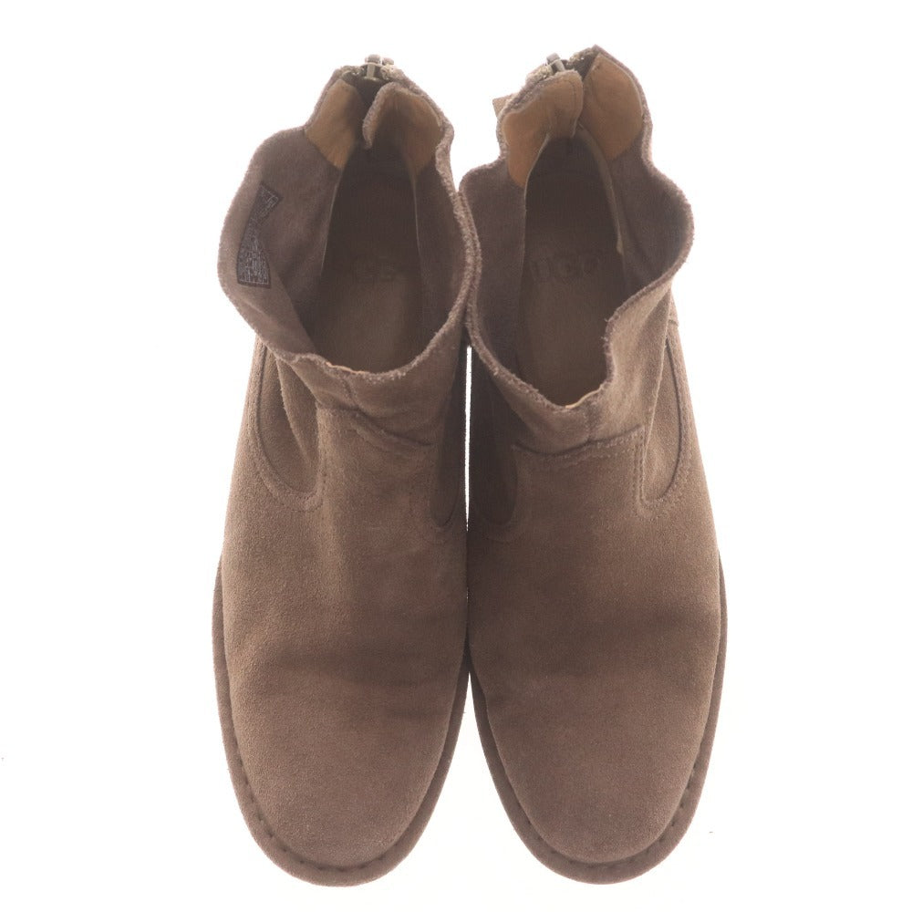 ■ UGG アグ ショートブーツ 革靴 スエード ヒール ジップアップ レディース 23 ベージュ