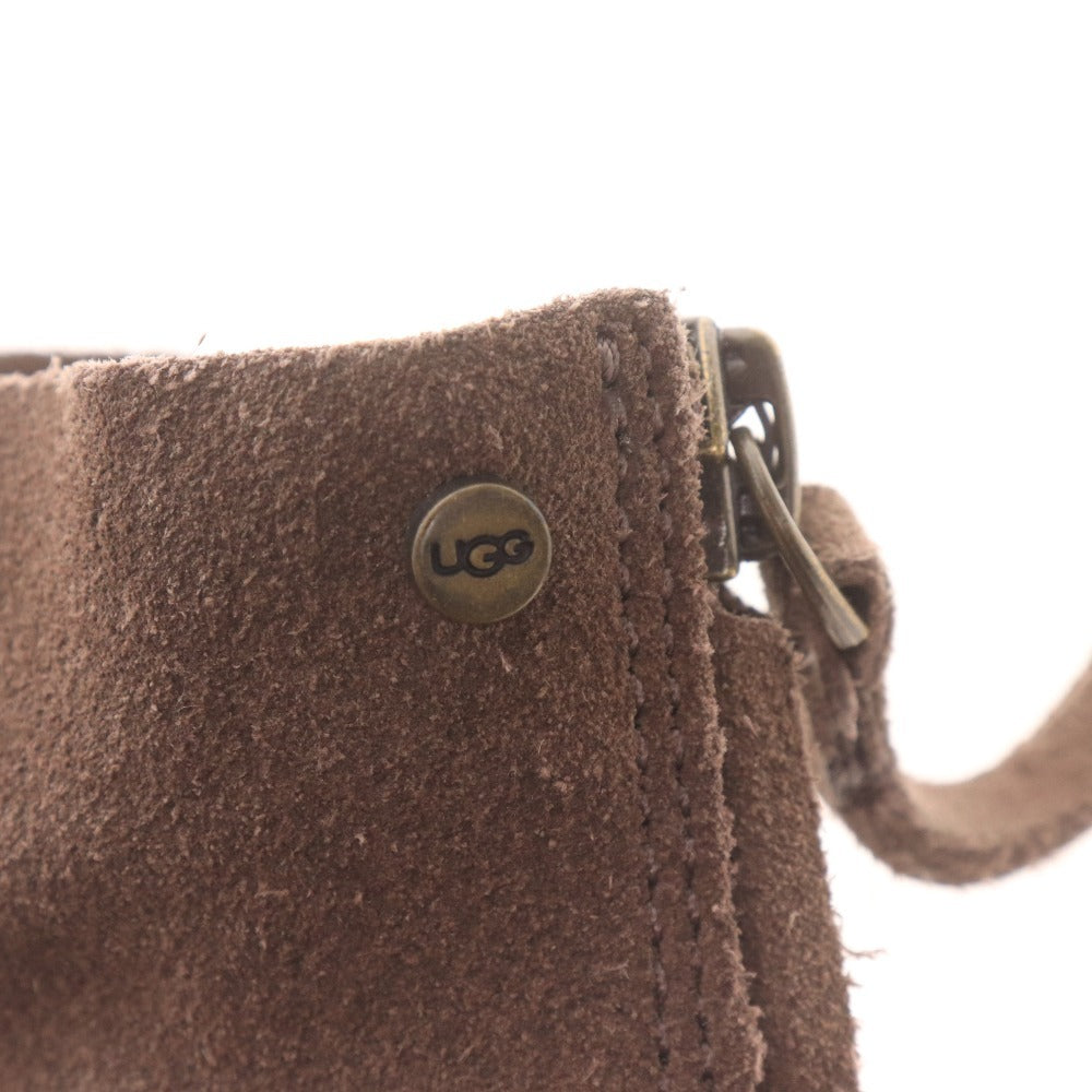 ■ UGG アグ ショートブーツ 革靴 スエード ヒール ジップアップ レディース 23 ベージュ