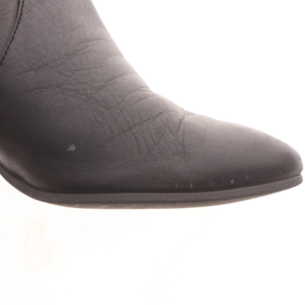 ■ UNTITLED アンタイトル ショートブーツ 革靴 レザー ハイヒール ジップアップ 日本製 レディース 22.5 ブラック