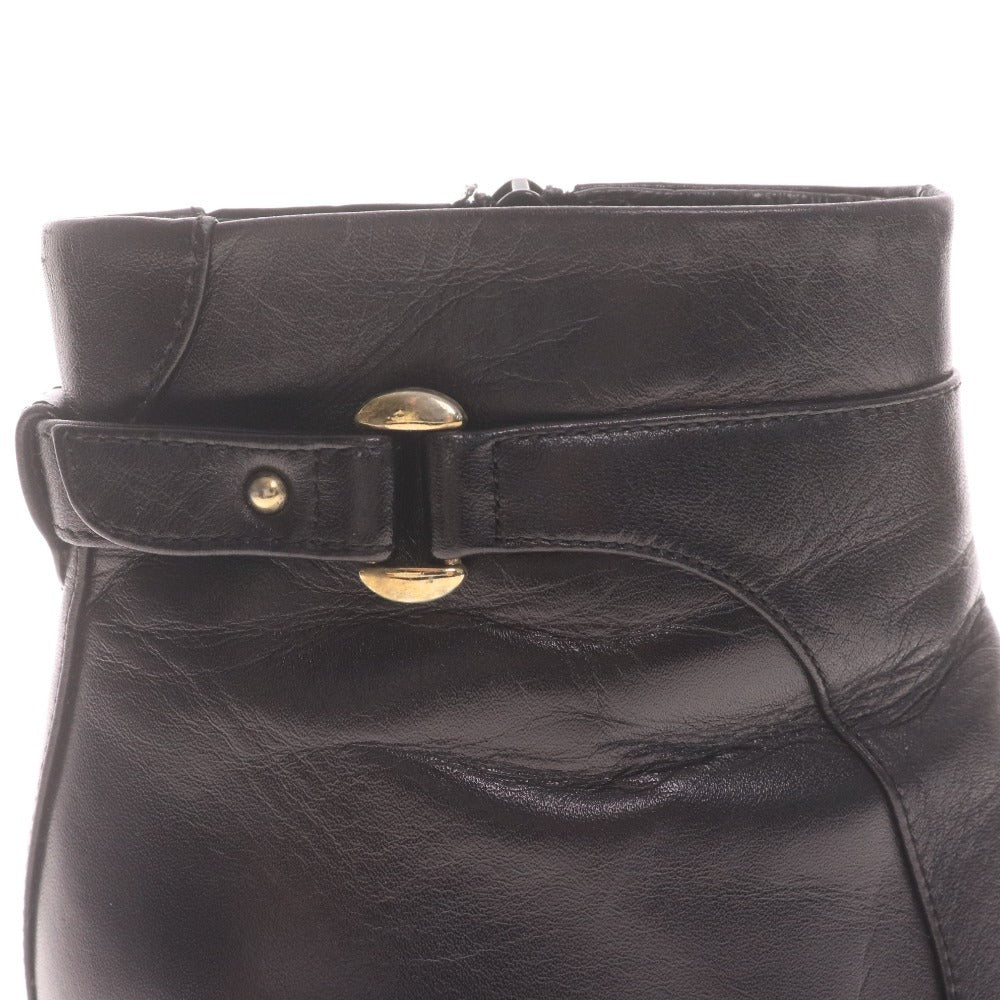 ■ UNTITLED アンタイトル ショートブーツ 革靴 レザー ハイヒール ジップアップ 日本製 レディース 22.5 ブラック