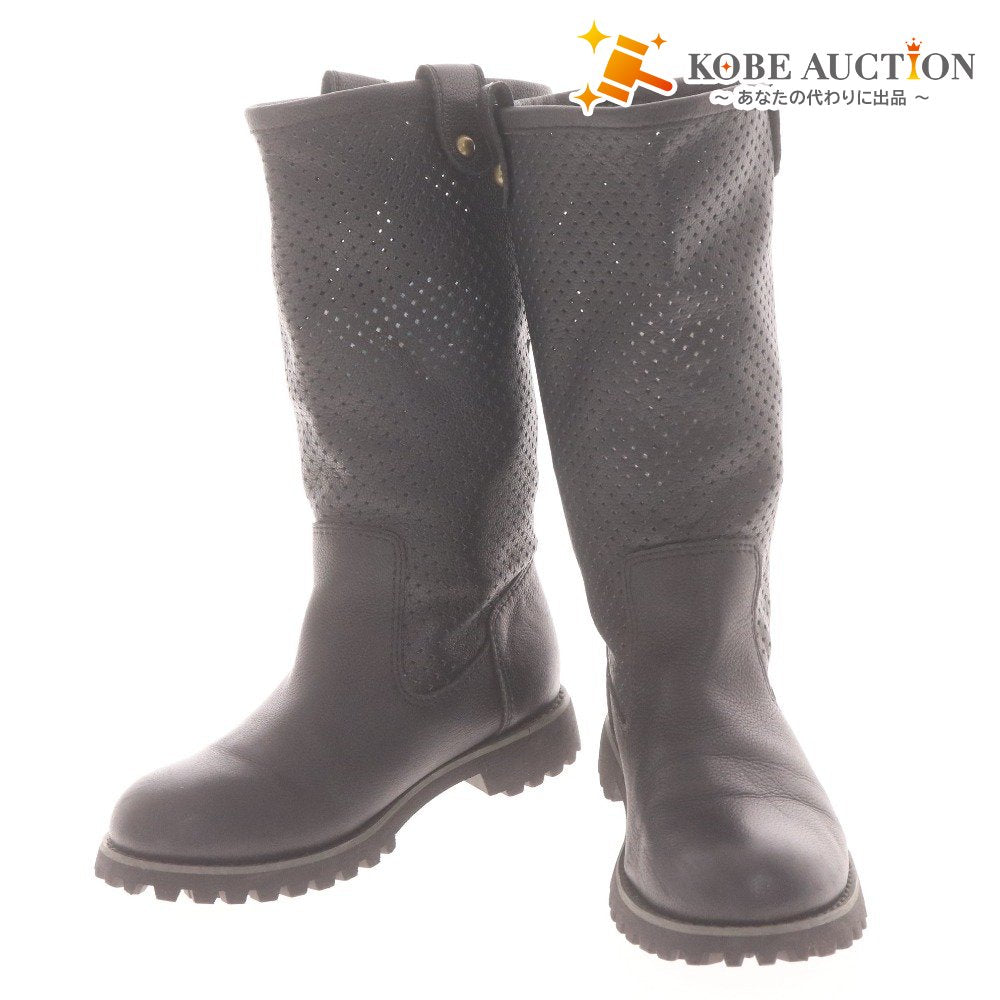 ■ BATHROOM バスルーム ミドルブーツ 革靴 レザー プルオン メッシュ レディース S (22cm～22.5cm相当) ブラック