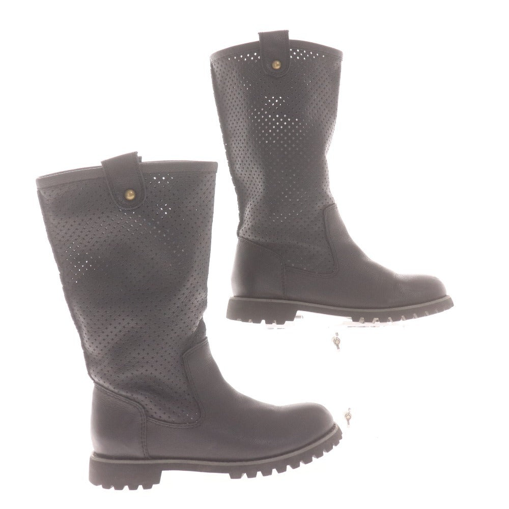 ■ BATHROOM バスルーム ミドルブーツ 革靴 レザー プルオン メッシュ レディース S (22cm～22.5cm相当) ブラック