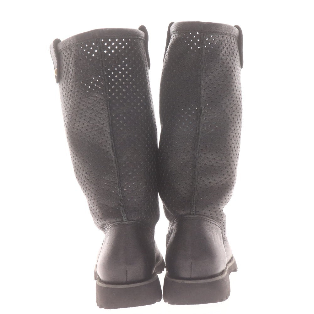 ■ BATHROOM バスルーム ミドルブーツ 革靴 レザー プルオン メッシュ レディース S (22cm～22.5cm相当) ブラック