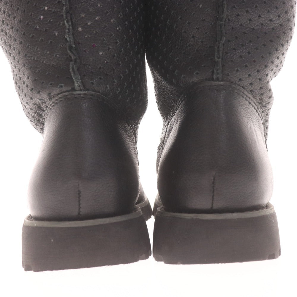 ■ BATHROOM バスルーム ミドルブーツ 革靴 レザー プルオン メッシュ レディース S (22cm～22.5cm相当) ブラック