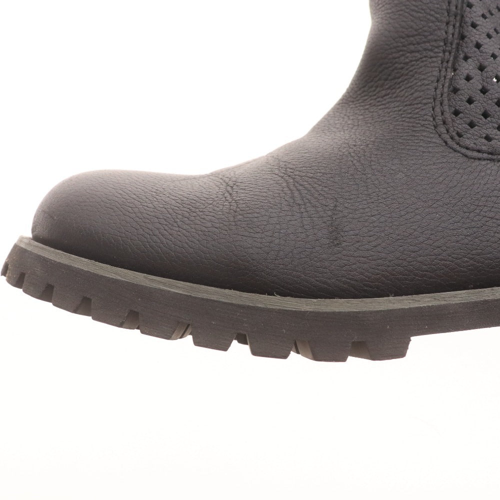 ■ BATHROOM バスルーム ミドルブーツ 革靴 レザー プルオン メッシュ レディース S (22cm～22.5cm相当) ブラック