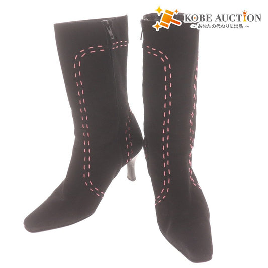 ■ ZUCCOTTO ズコット ミドルブーツ 革靴 スエード ハイヒール ジップアップ 日本製 レディース 23 ブラック