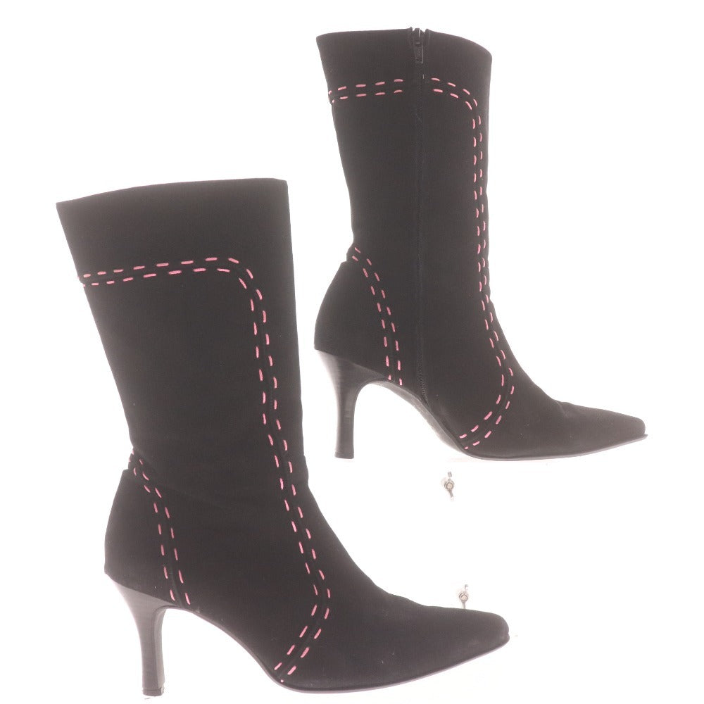 ■ ZUCCOTTO ズコット ミドルブーツ 革靴 スエード ハイヒール ジップアップ 日本製 レディース 23 ブラック