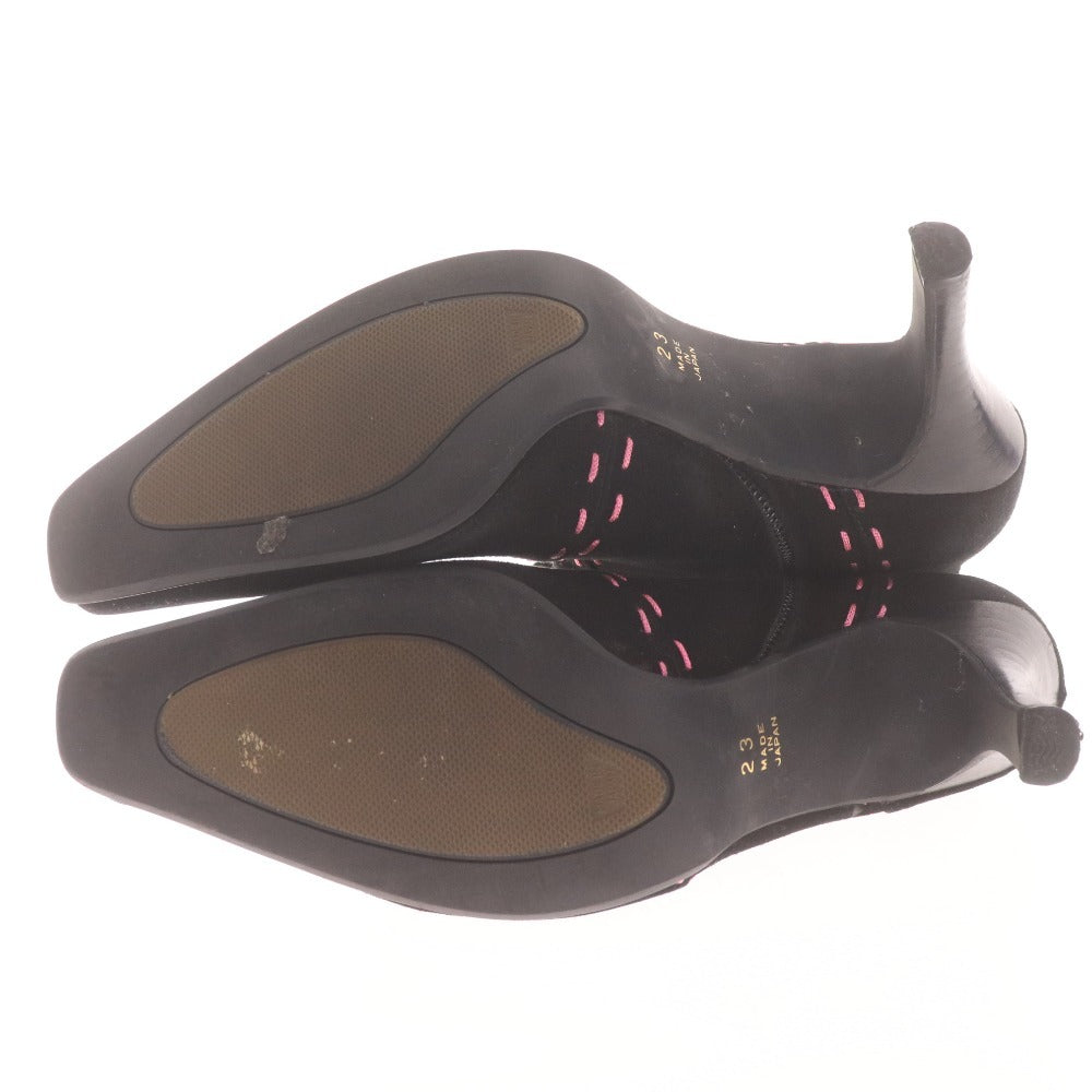 ■ ZUCCOTTO ズコット ミドルブーツ 革靴 スエード ハイヒール ジップアップ 日本製 レディース 23 ブラック