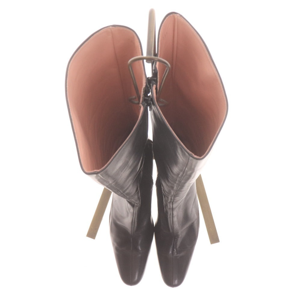 ■ JILLSTUART shoe ジルスチュアート ロングブーツ 革靴 レザー ハイヒール 日本製 レディース 23.5 ブラック ピンクベージュ