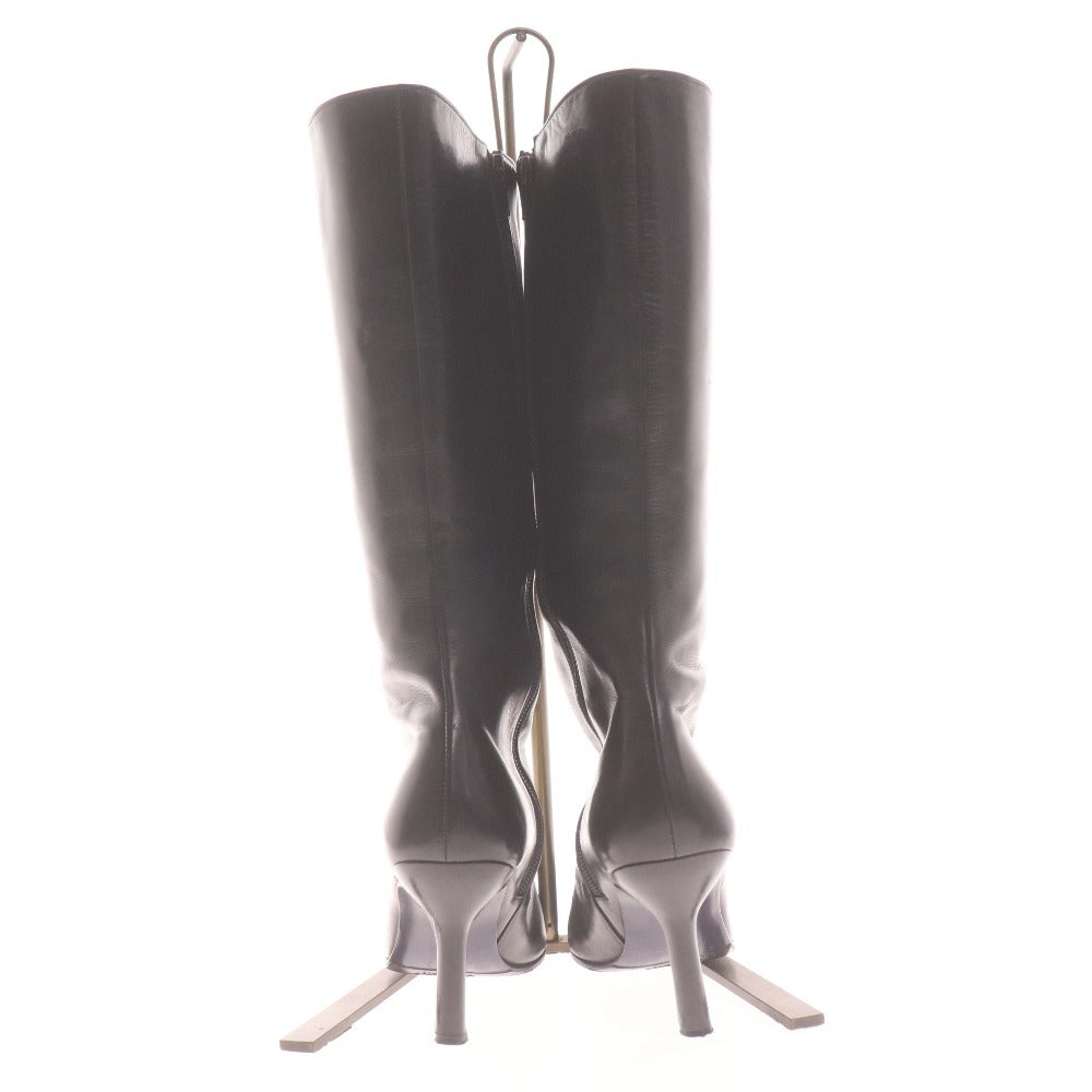 ■ JILLSTUART shoe ジルスチュアート ロングブーツ 革靴 レザー ハイヒール 日本製 レディース 23.5 ブラック ピンクベージュ