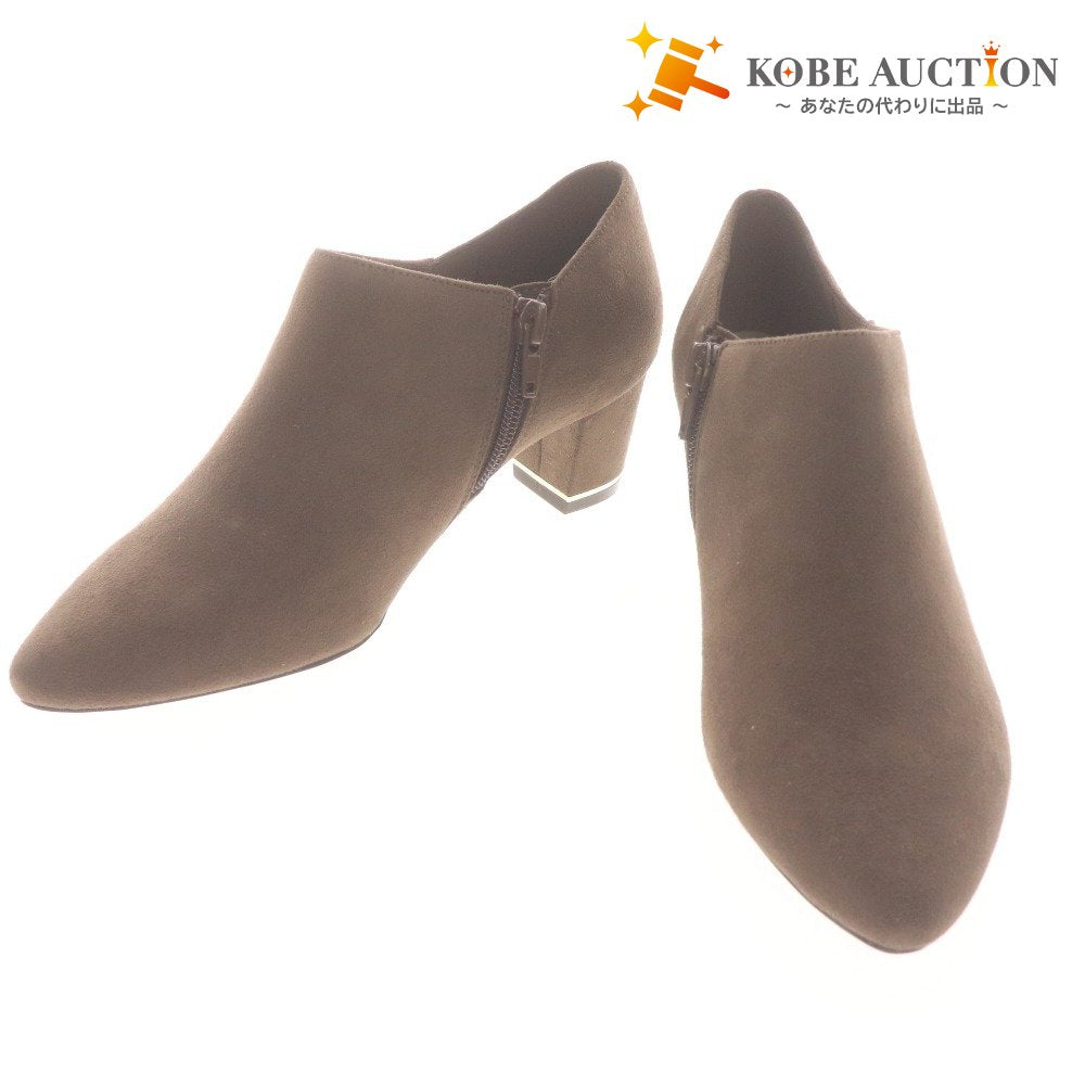 ■ Le Talon ルタロン ブーツ 革靴 スエード ブーティ ショート ヒール ジップアップ レディース S (22cm～22.5cm) ベージュ