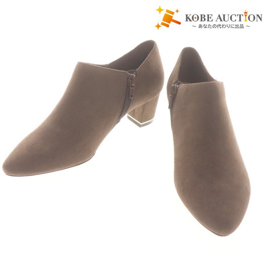 ■ Le Talon ルタロン ブーツ 革靴 スエード ブーティ ショート ヒール ジップアップ レディース S (22cm～22.5cm) ベージュ