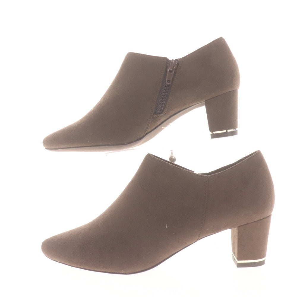 ■ Le Talon ルタロン ブーツ 革靴 スエード ブーティ ショート ヒール ジップアップ レディース S (22cm～22.5cm) ベージュ