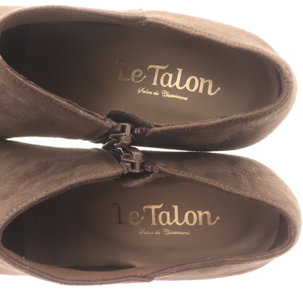 ■ Le Talon ルタロン ブーツ 革靴 スエード ブーティ ショート ヒール ジップアップ レディース S (22cm～22.5cm) ベージュ