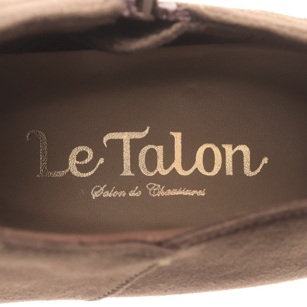 ■ Le Talon ルタロン ブーツ 革靴 スエード ブーティ ショート ヒール ジップアップ レディース S (22cm～22.5cm) ベージュ