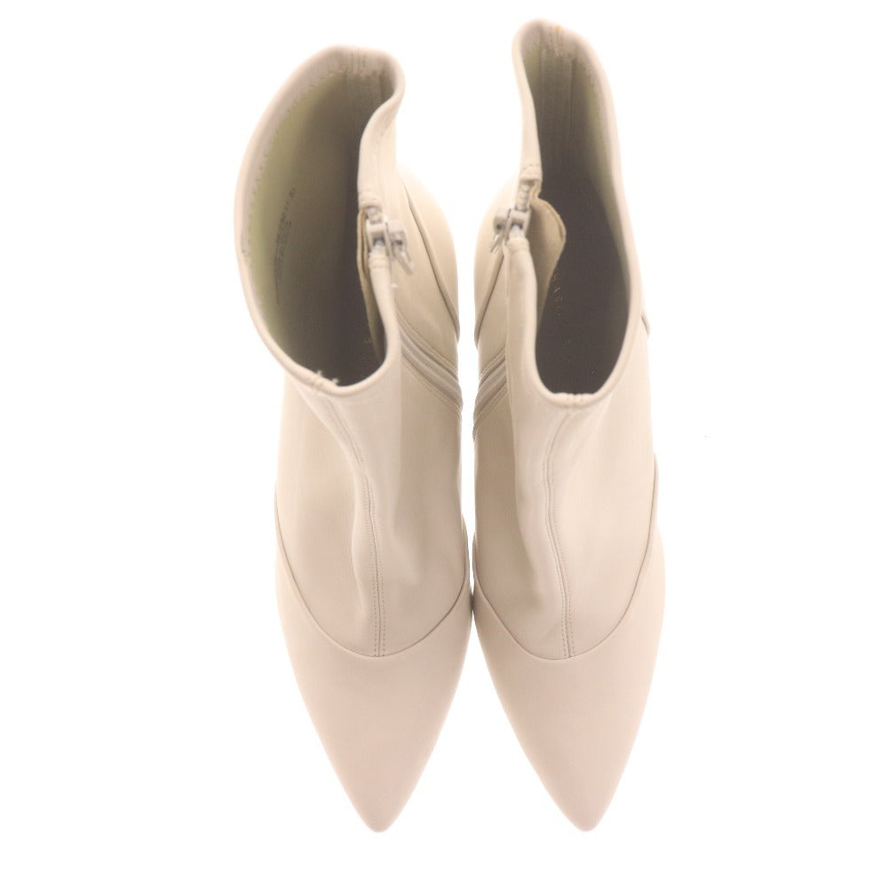 ■ CHARLES & KEITH チャールズ＆キース ショートブーツ 革靴 レザー ハイヒール ジップアップ レディース 36 (23cm相当) ホワイト