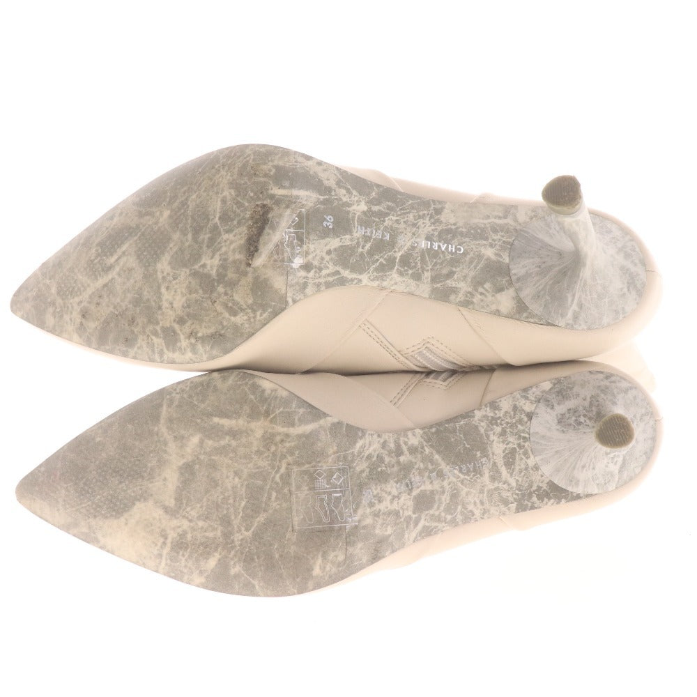 ■ CHARLES & KEITH チャールズ＆キース ショートブーツ 革靴 レザー ハイヒール ジップアップ レディース 36 (23cm相当) ホワイト