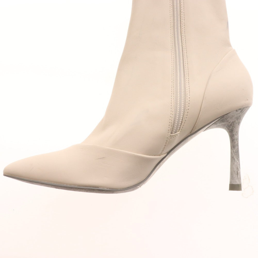 ■ CHARLES & KEITH チャールズ＆キース ショートブーツ 革靴 レザー ハイヒール ジップアップ レディース 36 (23cm相当) ホワイト