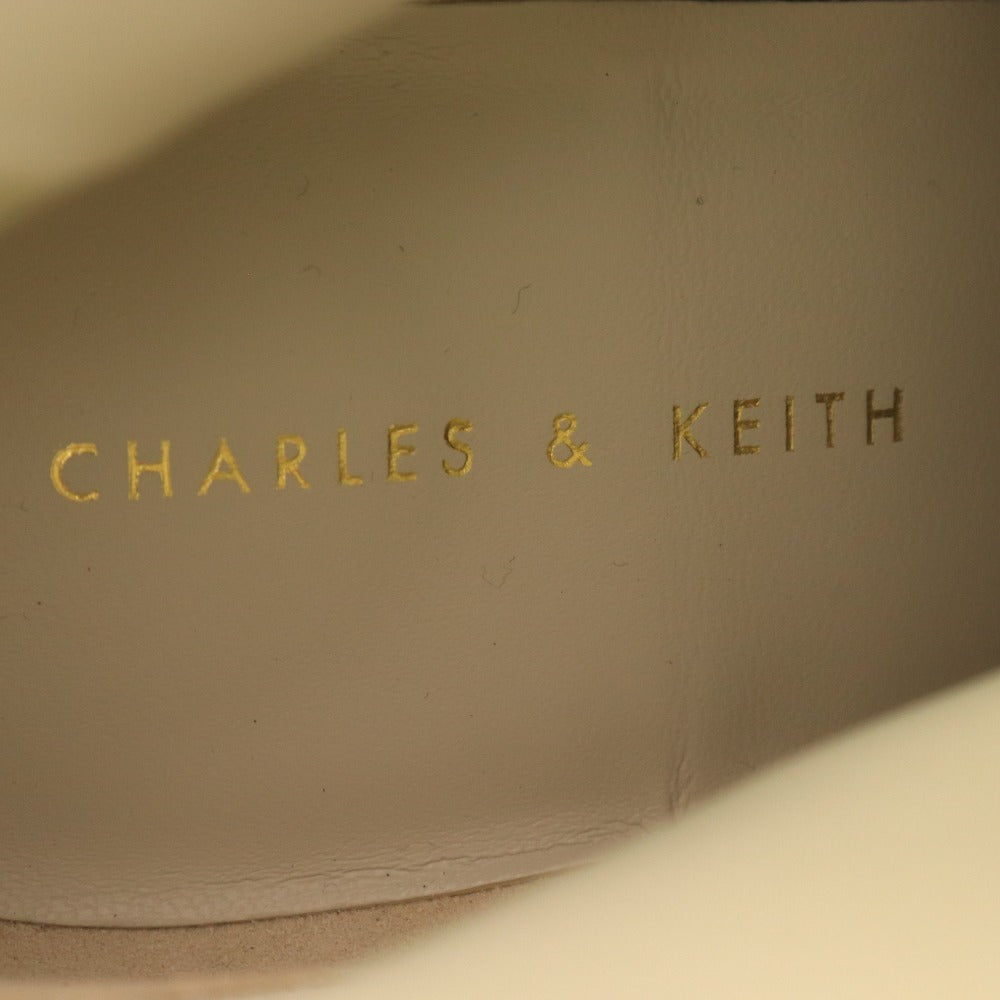 ■ CHARLES & KEITH チャールズ＆キース ショートブーツ 革靴 レザー ハイヒール ジップアップ レディース 36 (23cm相当) ホワイト