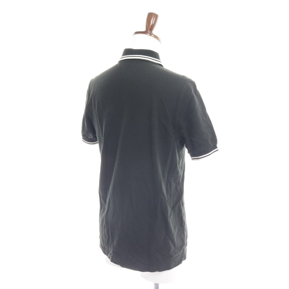 ■ フレッドペリー ポロシャツ 半袖 トップス 刺繍ロゴ 月桂樹マーク ライン入り メンズ M グリーン