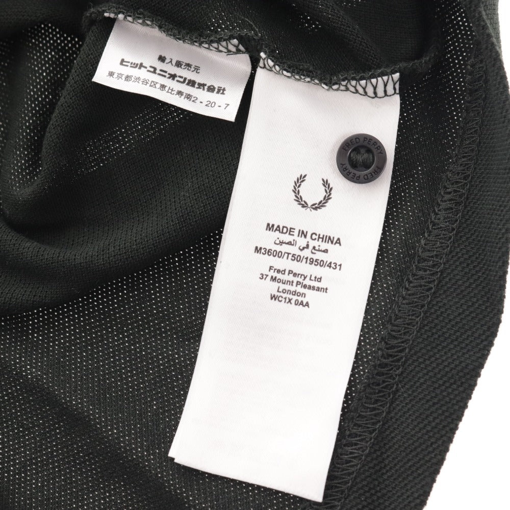 ■ フレッドペリー ポロシャツ 半袖 トップス 刺繍ロゴ 月桂樹マーク ライン入り メンズ M グリーン