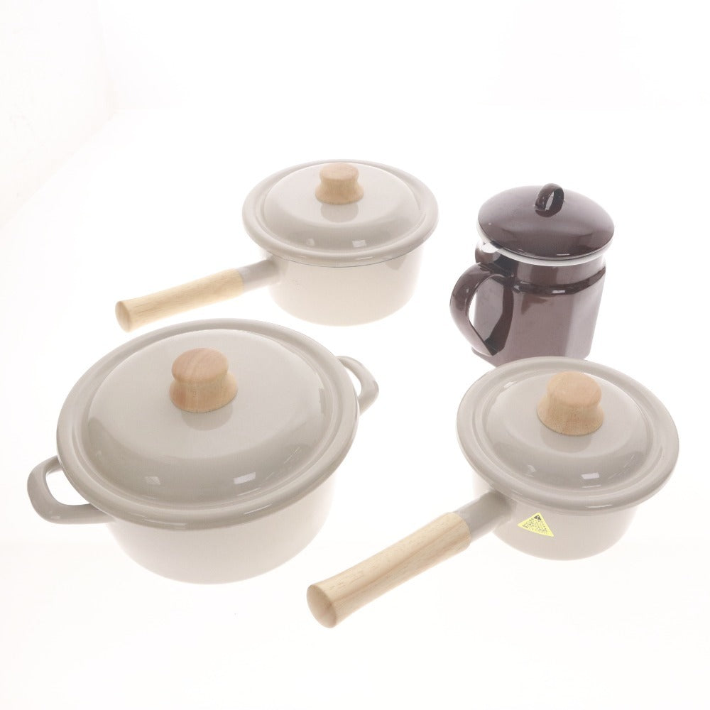 ■ 富士ホーロー 鍋 オイルポット 4点セット まとめ売り 両手鍋 片手鍋 調理器具 蓋つき