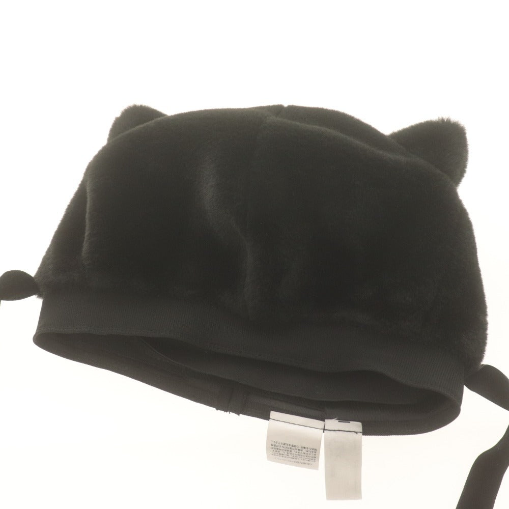 ■ ICHIYON PLUS petit main 帽子 2点セット バケットハット 耳 ニット帽 リボン キャップ レディース メンズ 黒