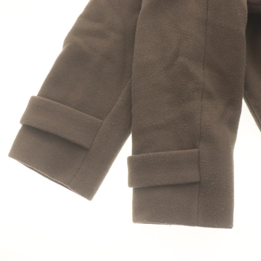 ■ SENTDALE WOOL Collarless Coat Long Sleeve Outerwear Fly Front Button Women's 38 Brown
