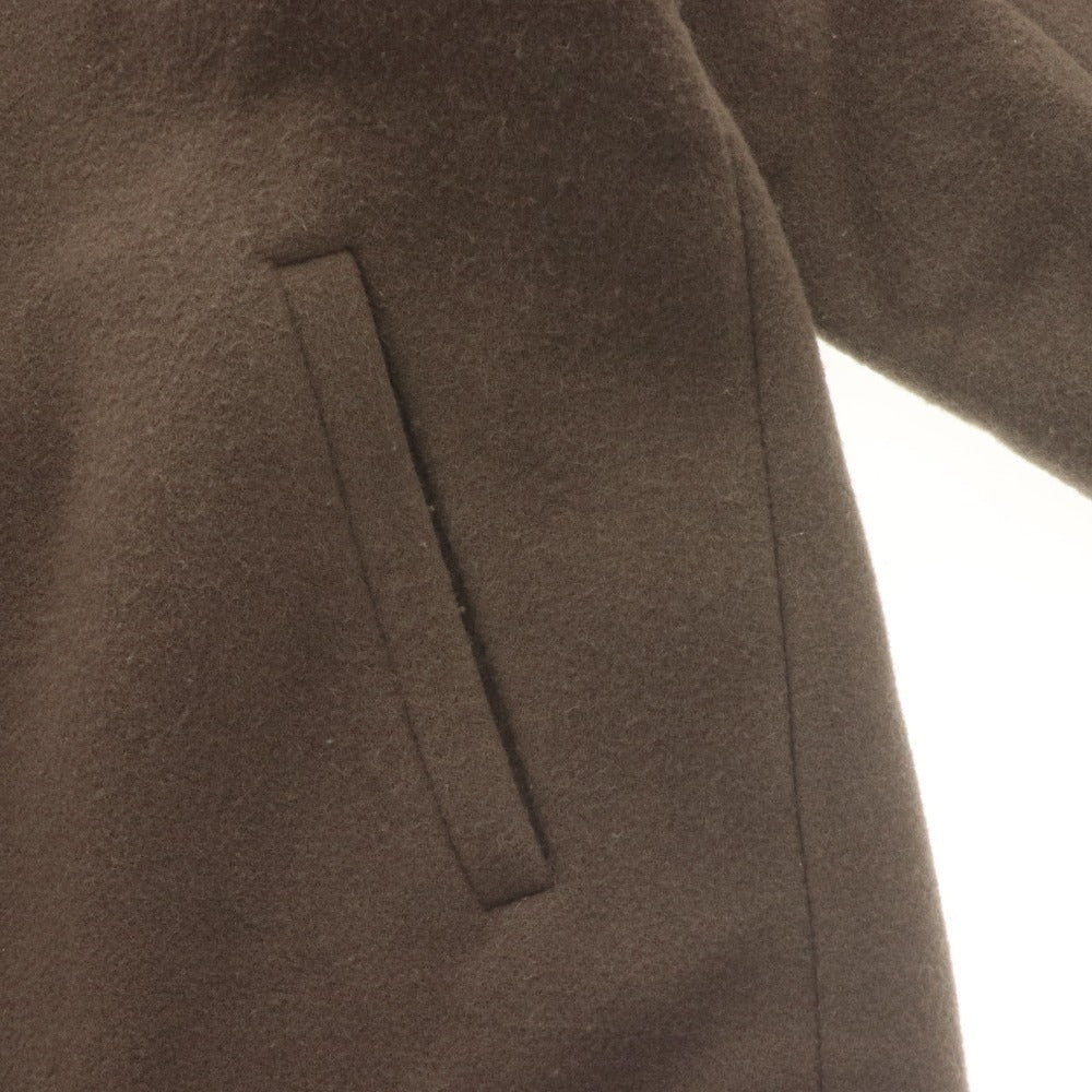 ■ SENTDALE WOOL Collarless Coat Long Sleeve Outerwear Fly Front Button Women's 38 Brown