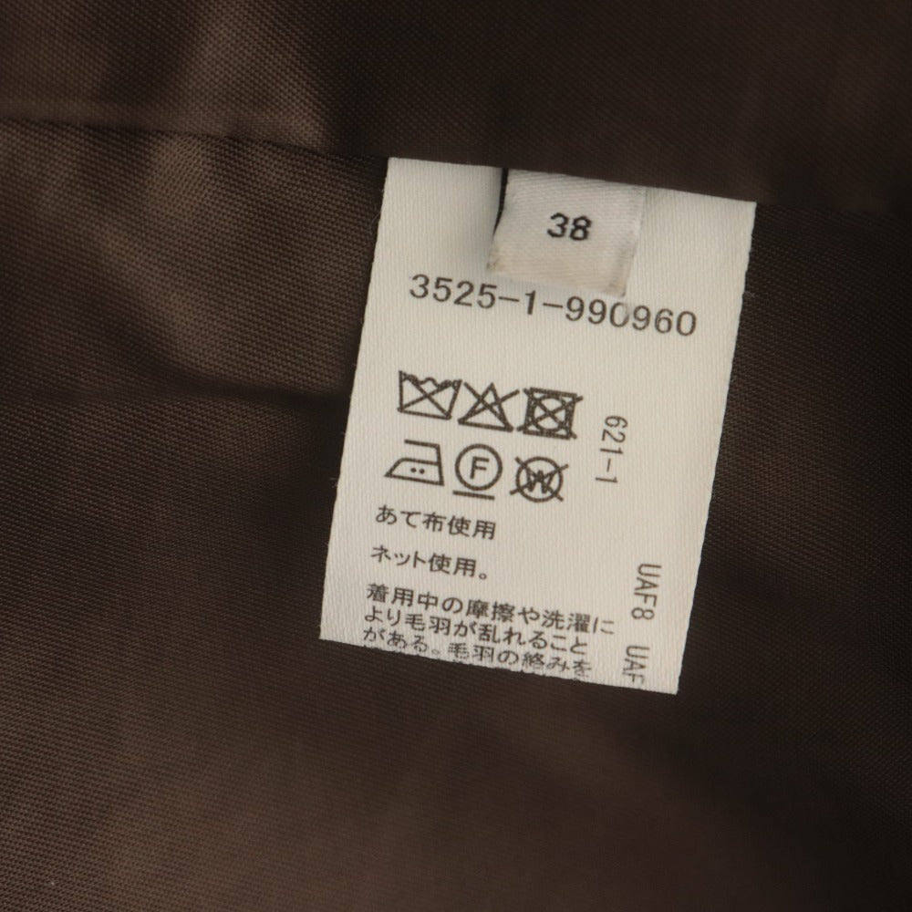 ■ SENTDALE WOOL Collarless Coat Long Sleeve Outerwear Fly Front Button Women's 38 Brown