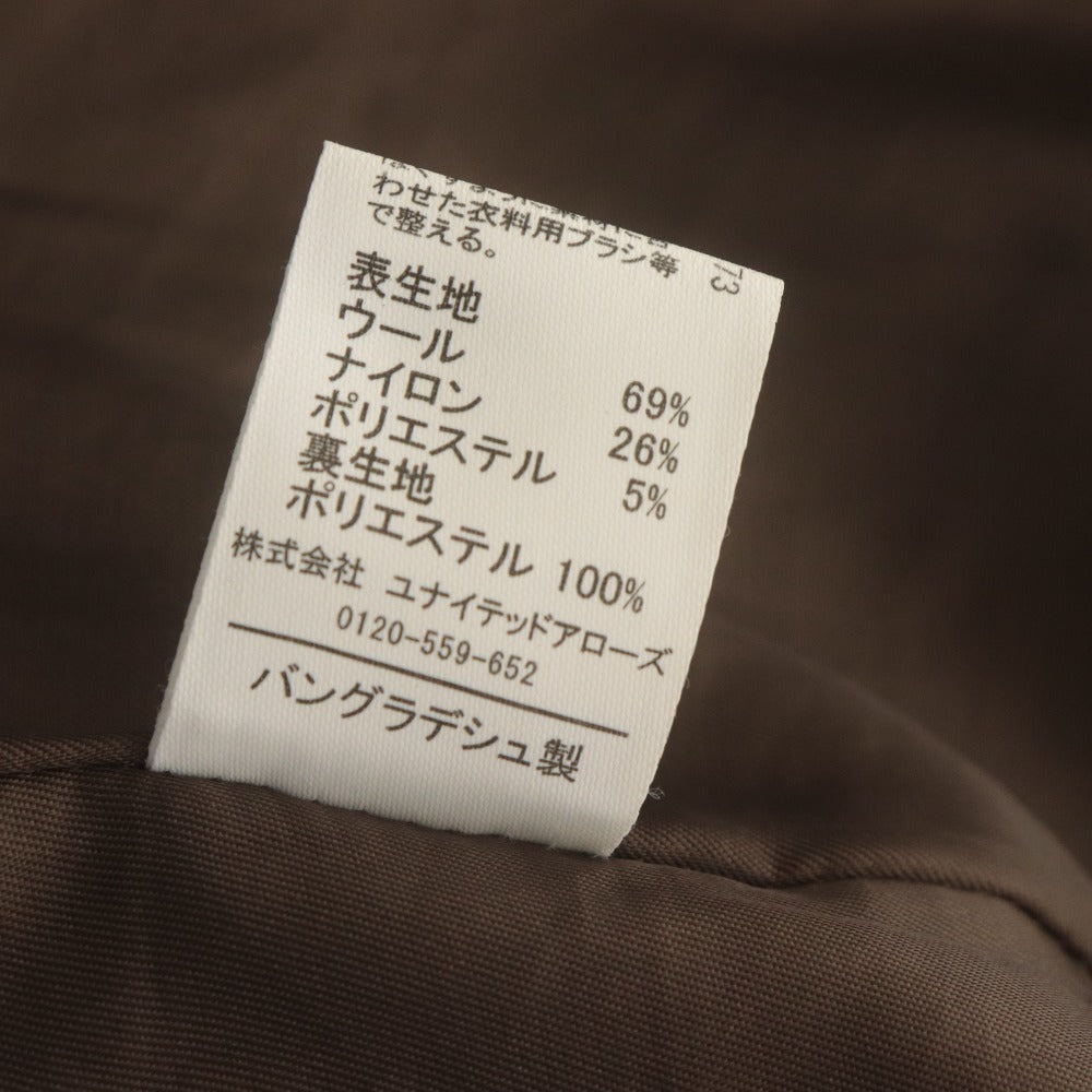 ■ SENTDALE WOOL Collarless Coat Long Sleeve Outerwear Fly Front Button Women's 38 Brown