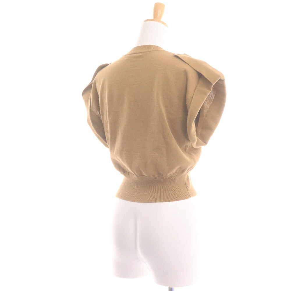 ■ ESTNATION Knit Short Sleeve Top, 100% Cotton, Women's, Size F, Beige