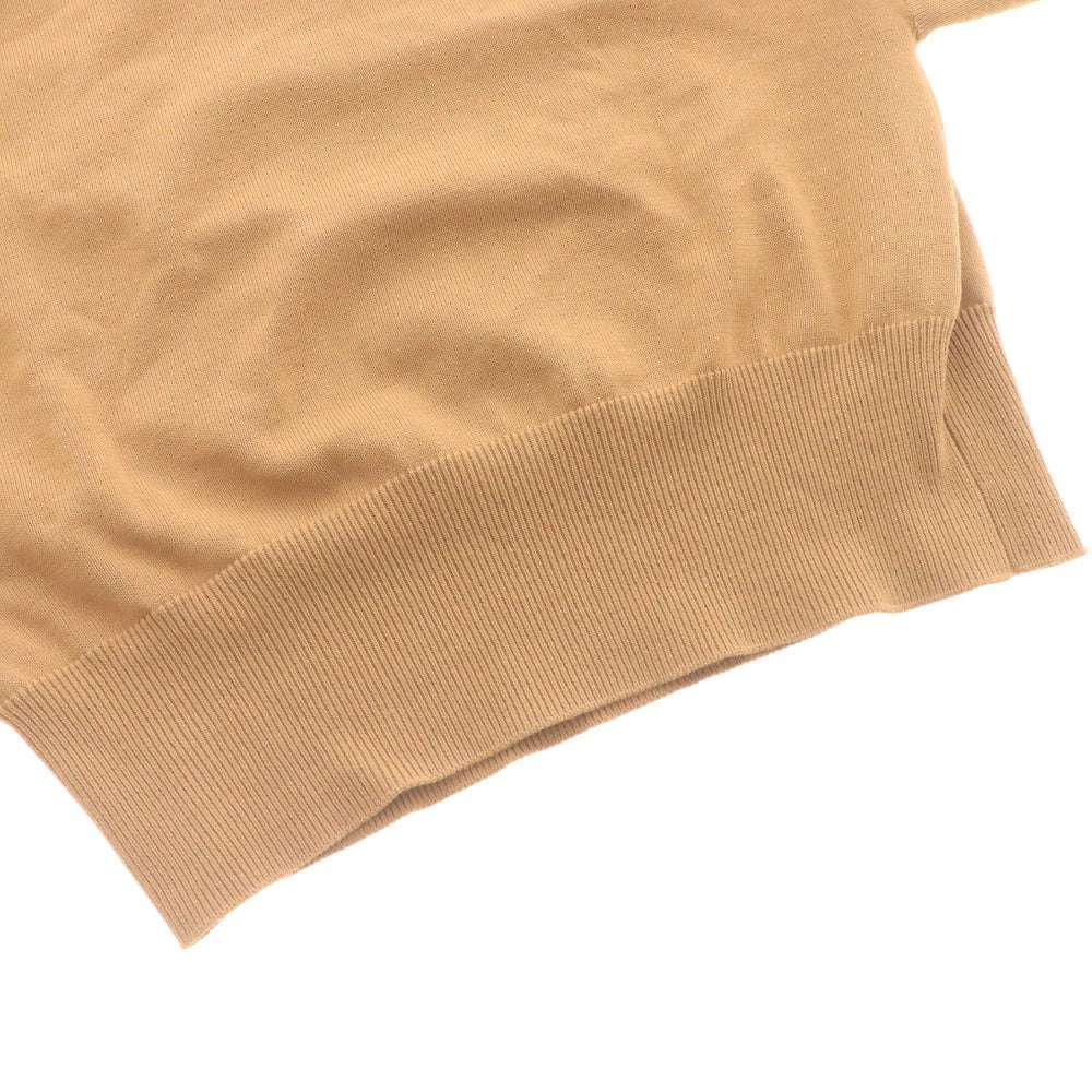 ■ ESTNATION Knit Short Sleeve Top, 100% Cotton, Women's, Size F, Beige