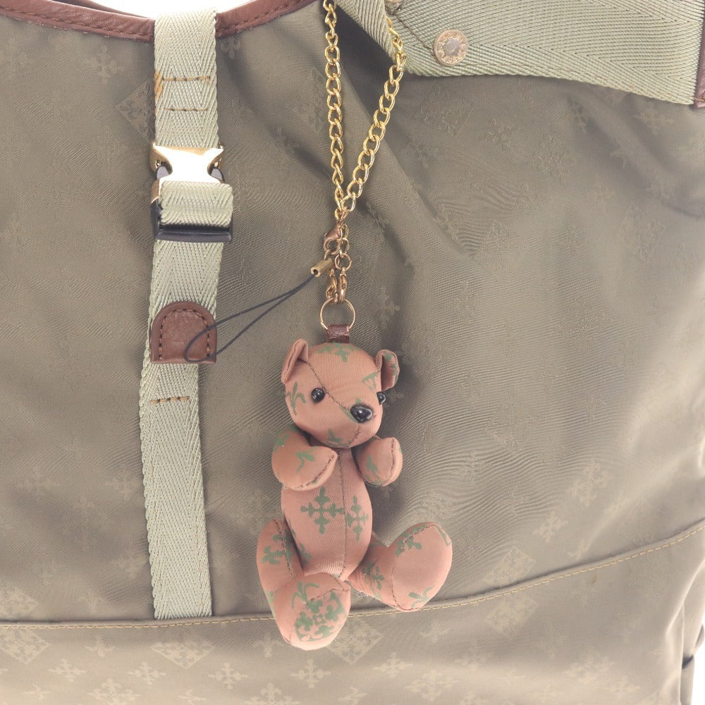 ■ ラシット トートバッグ ハンドバッグ 鞄 モノグラム クマ付きチャーム レディース グリーン カーキ