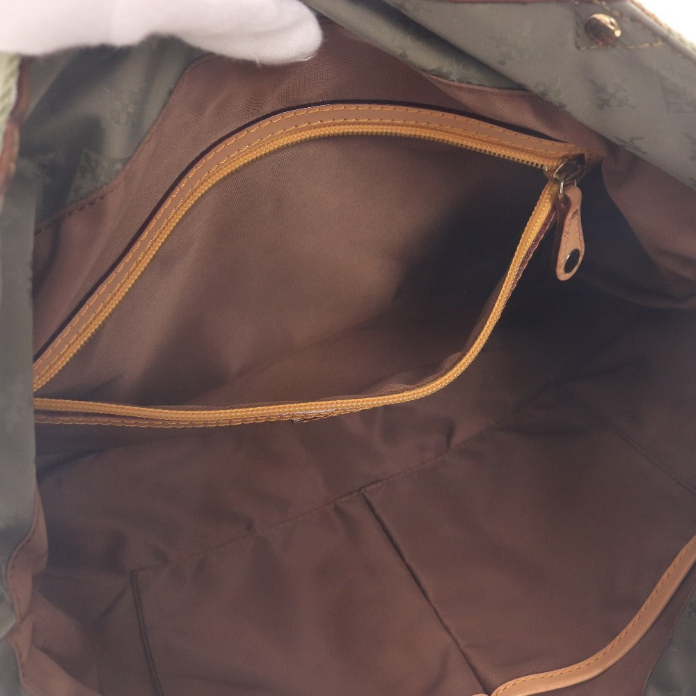 ■ ラシット トートバッグ ハンドバッグ 鞄 モノグラム クマ付きチャーム レディース グリーン カーキ