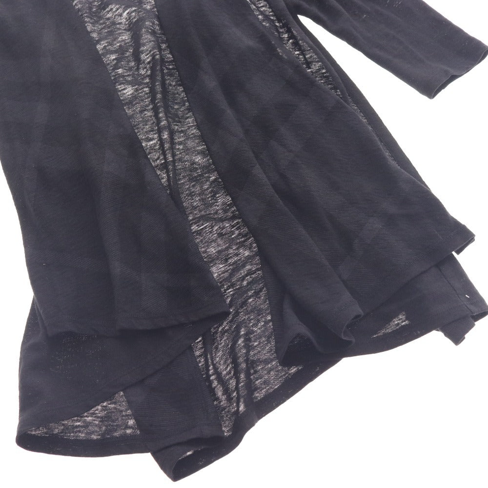 ■ バーバリー ロンドン カーディガン 7分袖 アウター トップス チェック リネン レディース 2 ブラック