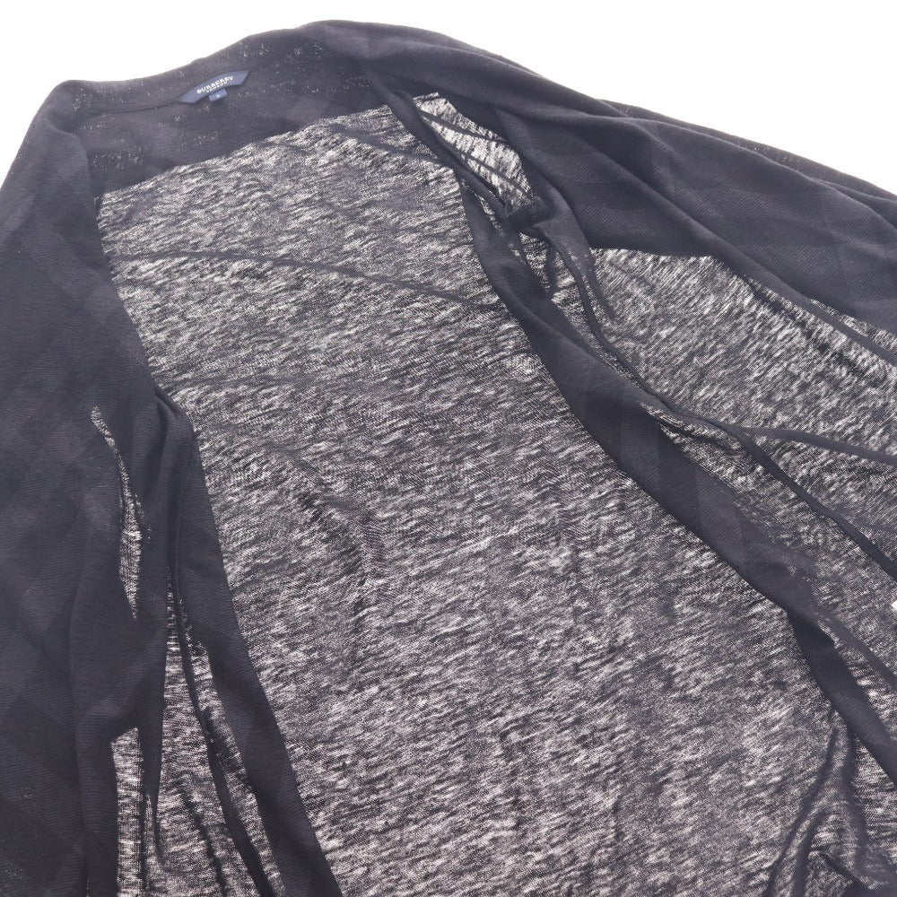 ■ バーバリー ロンドン カーディガン 7分袖 アウター トップス チェック リネン レディース 2 ブラック