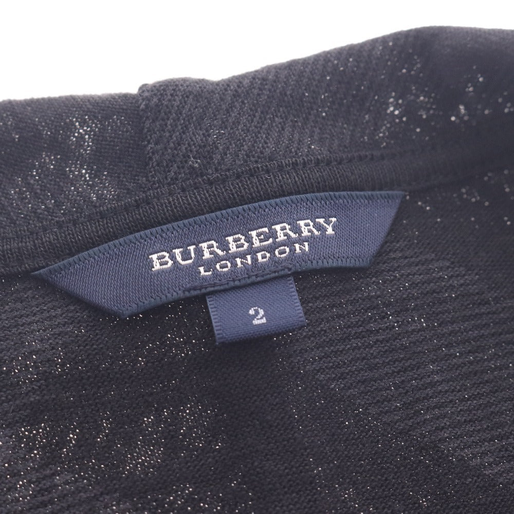 ■ バーバリー ロンドン カーディガン 7分袖 アウター トップス チェック リネン レディース 2 ブラック