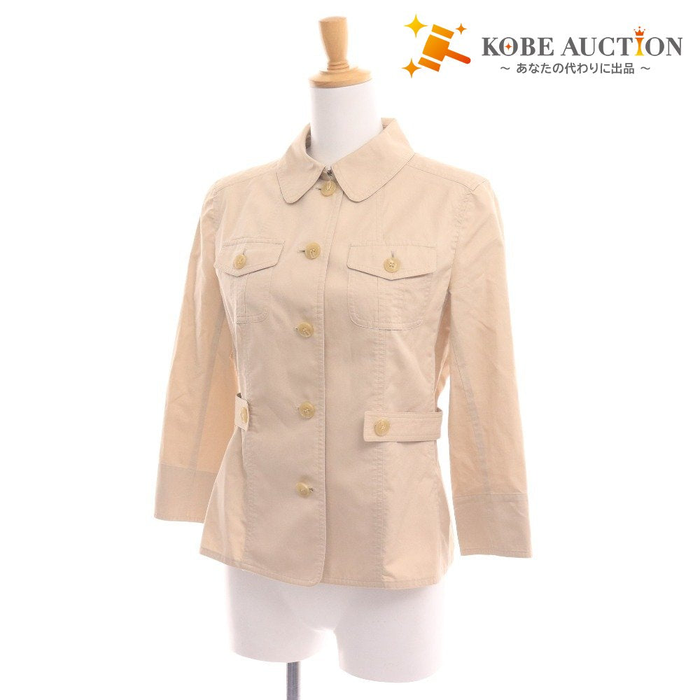 ■ バーバリー ロンドン シャツジャケット 7分袖 アウター トップス ベルト レディース 40 ベージュ