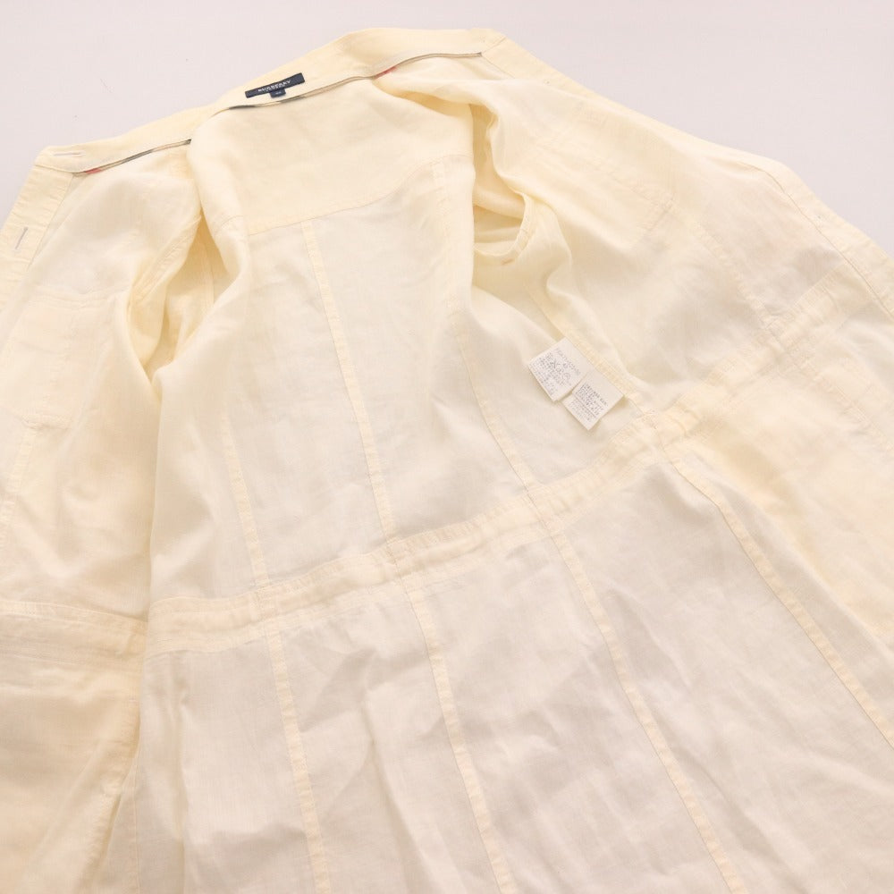 ■ バーバリー ロンドン シャツ 7分袖 トップス チェック ロング リネン レディース 40 ホワイト アイボリー
