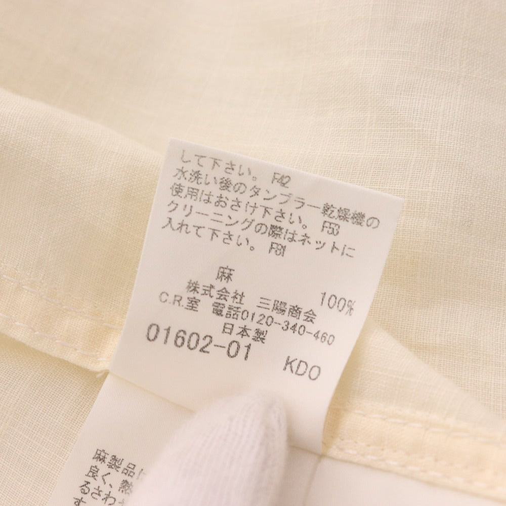 ■ バーバリー ロンドン シャツ 7分袖 トップス チェック ロング リネン レディース 40 ホワイト アイボリー